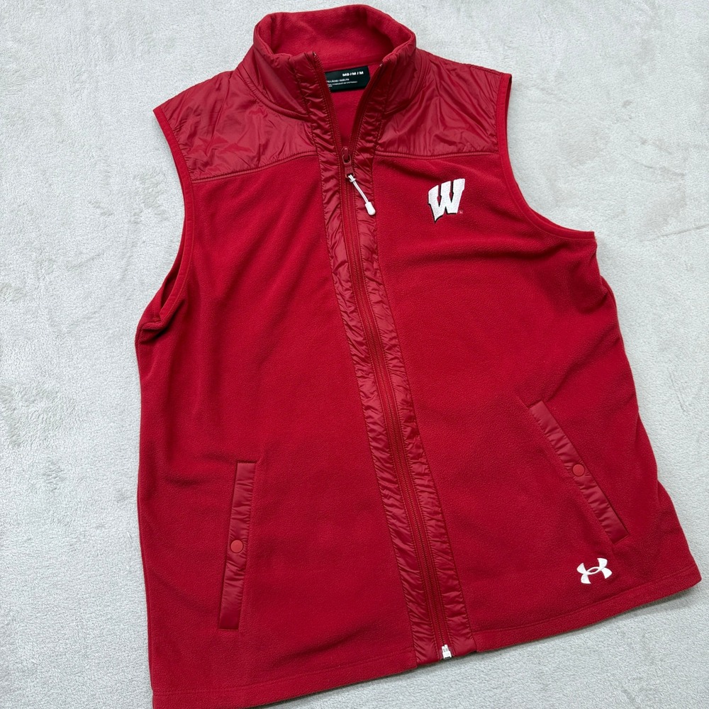 Wisconsin‎ Badgers Fleece Vest Women's Medium Under Armour Red Polartec Game Day